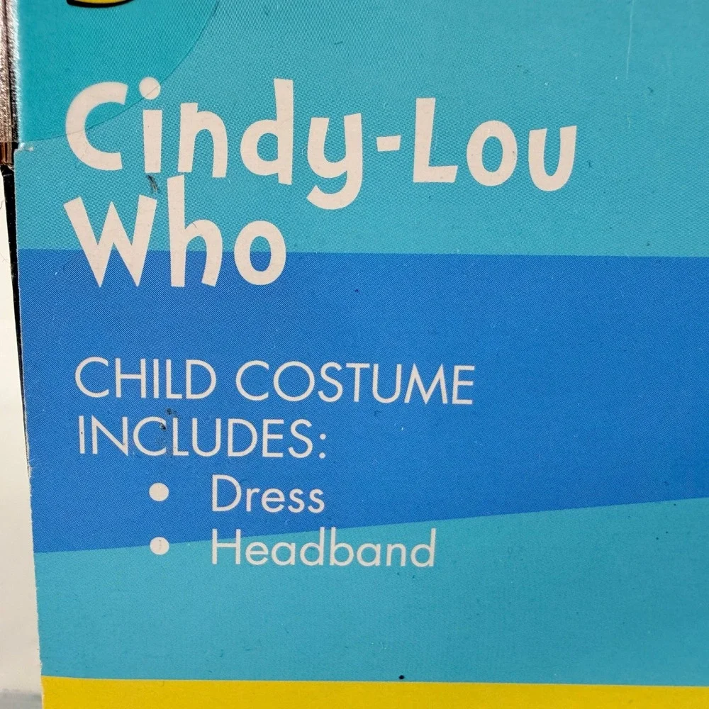 Dr Seuss Cindy Lou Who Costume Toddler Girls 2T Dress Headband Grinch NIB